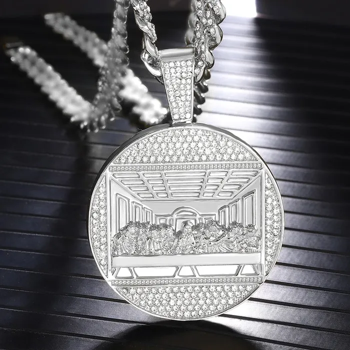 Necklaces VVS Jewelry Iced Out Last Supper Pendant Cuban Necklace