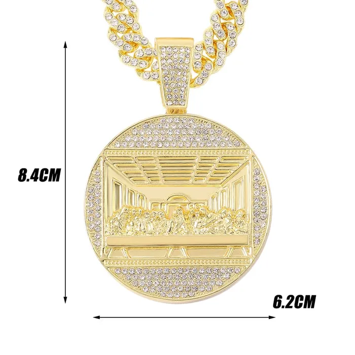 Necklaces VVS Jewelry Iced Out Last Supper Pendant Cuban Necklace