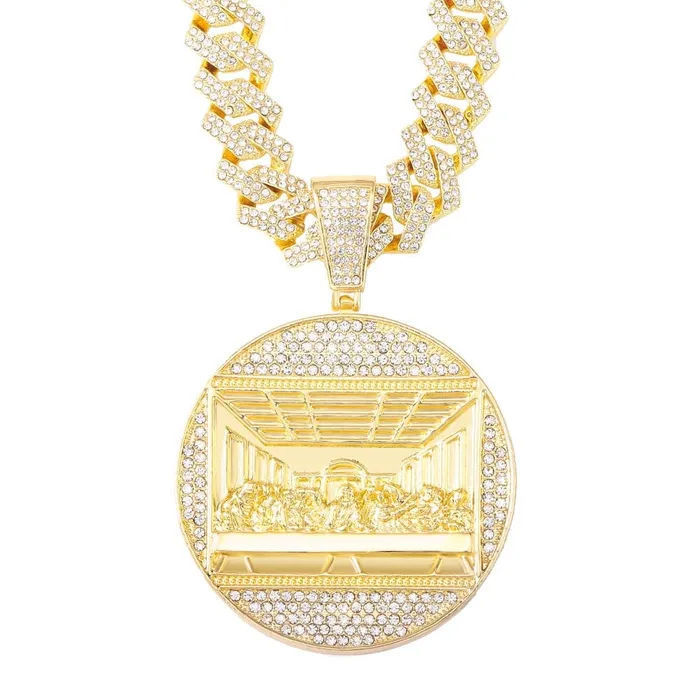 Necklaces VVS Jewelry Iced Out Last Supper Pendant Cuban Necklace
