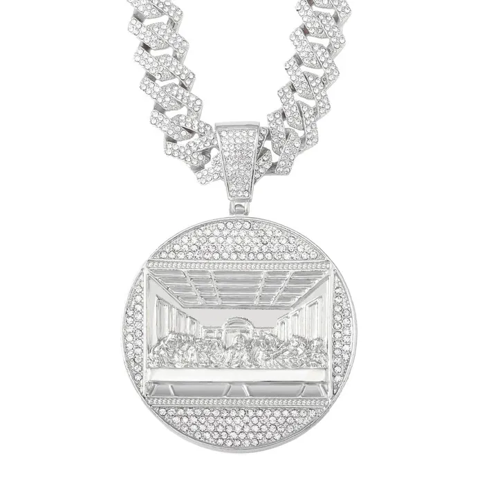 Necklaces VVS Jewelry Iced Out Last Supper Pendant Cuban Necklace