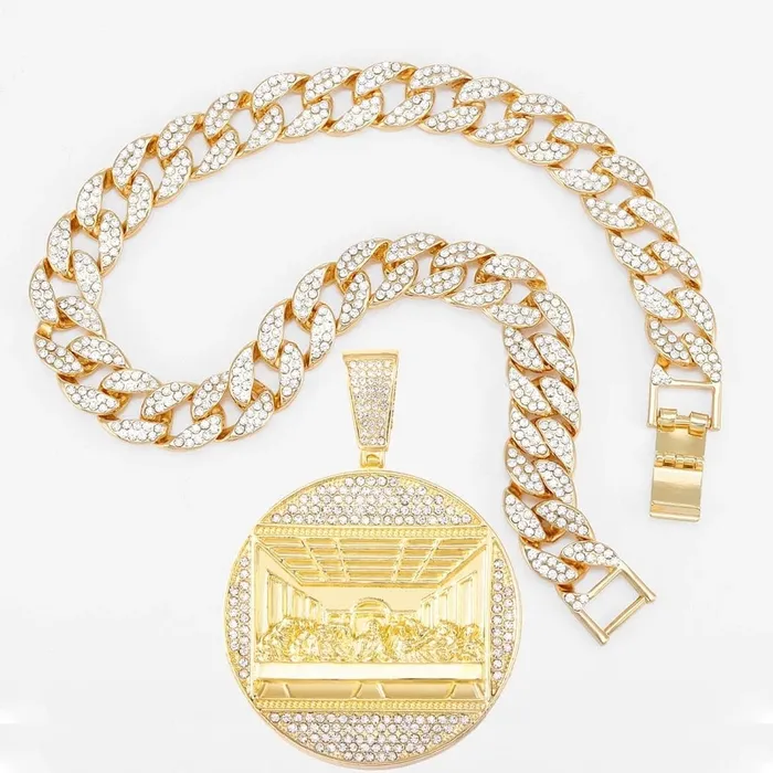 Necklaces VVS Jewelry Iced Out Last Supper Pendant Cuban Necklace