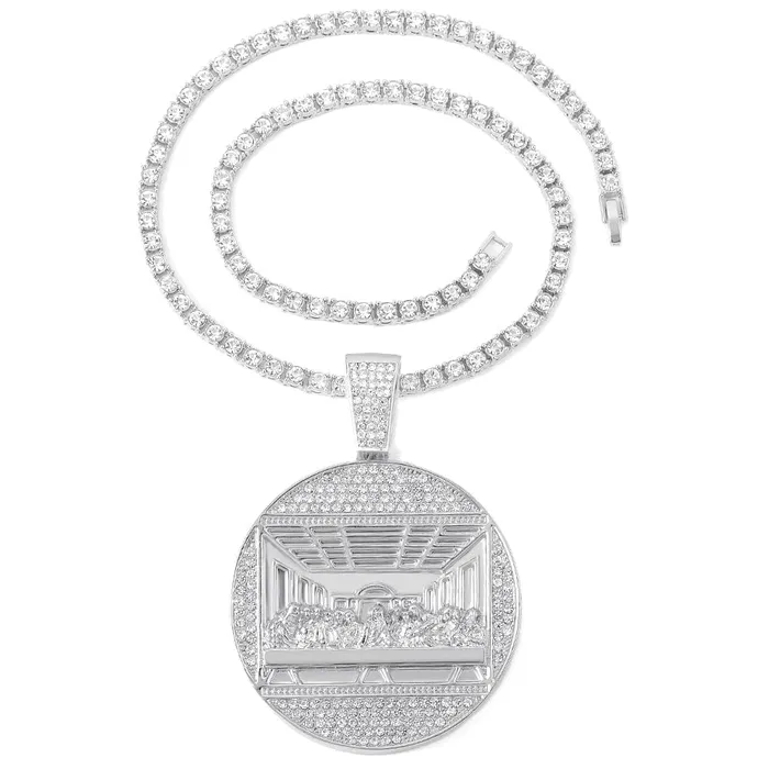 Necklaces VVS Jewelry Iced Out Last Supper Pendant Cuban Necklace