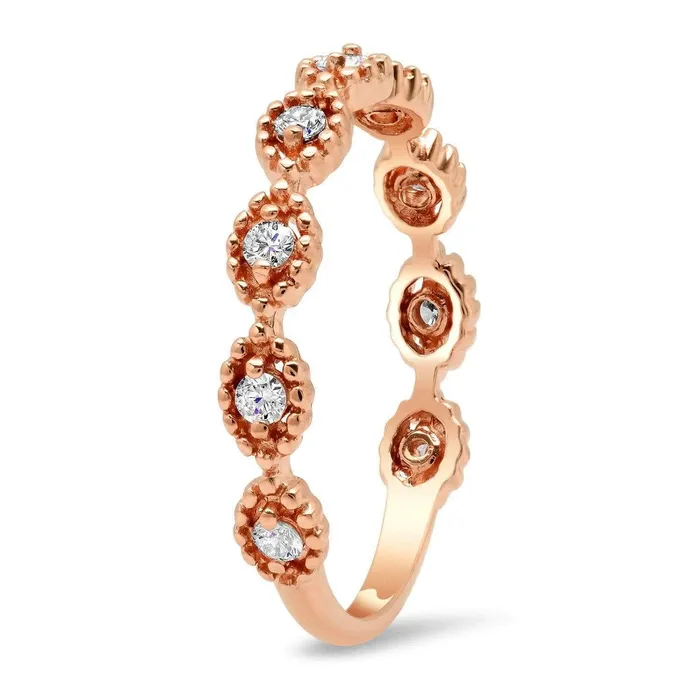 Nine Stone Round Diamond Stacking Wedding Ring deBebians Rings