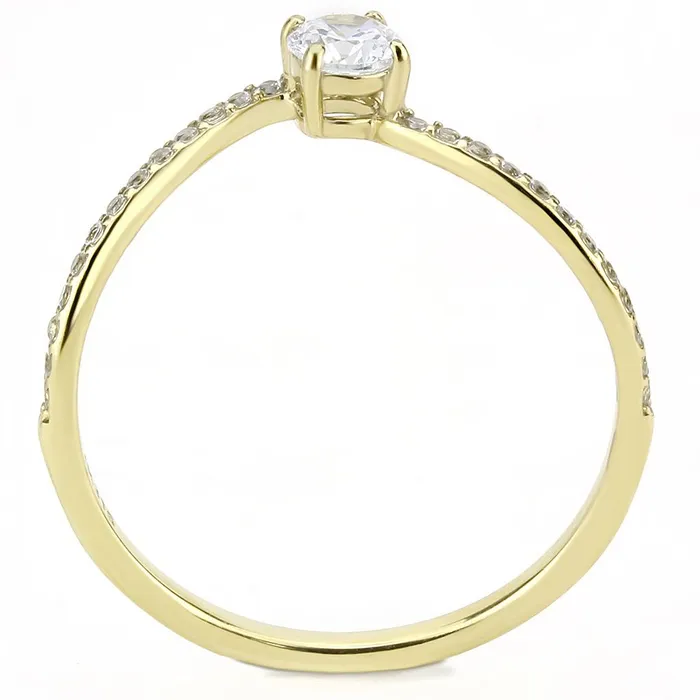 Rings Alamode DA256 IP GoldIon Plating Stainless Steel Ring with AAA Grade CZ in Clear
