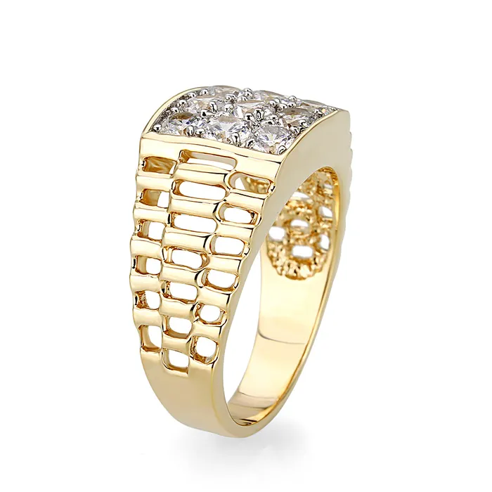 Rings Alamode LO5M091 Ion Gold Plating Brass Ring with AAA Grade CZ in Clear