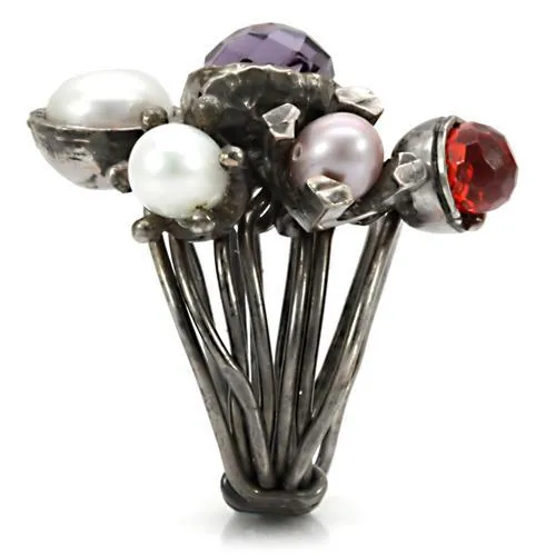Rings Alamode LOA599 Antique Tone Brass Ring with Assorted in Multi Color