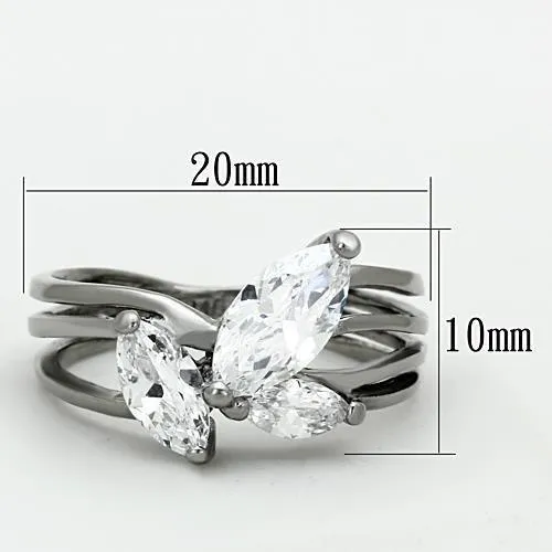 Rings Alamode TK1445 High polished no plating Stainless Steel Ring with AAA Grade CZ in Clear