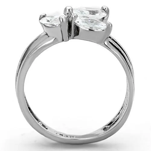 Rings Alamode TK1445 High polished no plating Stainless Steel Ring with AAA Grade CZ in Clear
