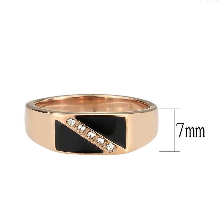 Rings Alamode TK3831 IP Rose GoldIon Plating Stainless Steel Ring with Top Grade Crystal in Clear