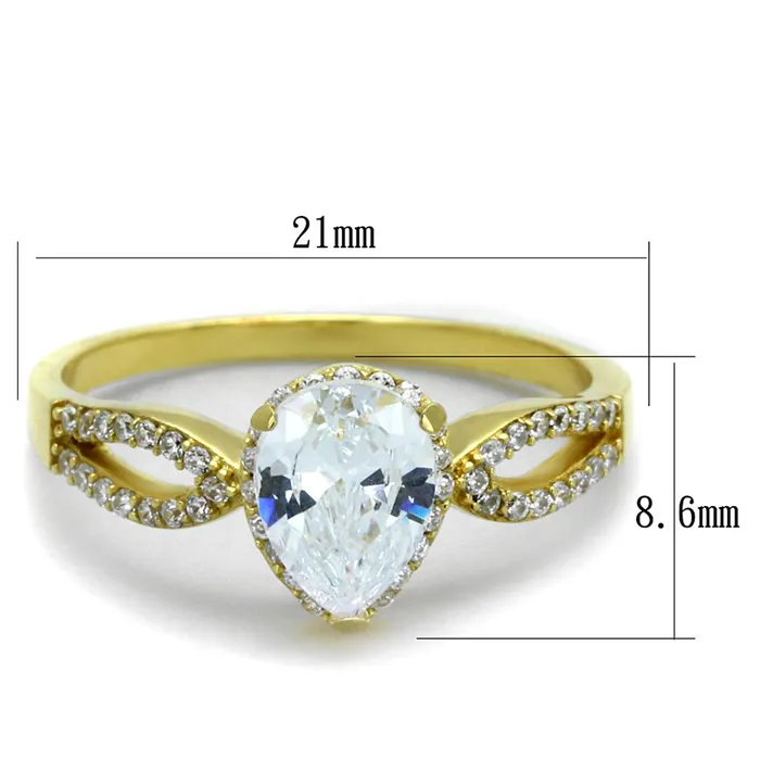 Rings Alamode TS248 Gold 925 Sterling Silver Ring with AAA Grade CZ in Clear