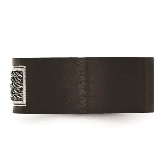 Rings Chisel Stainless Steel Black IP Plated with Wire Inlay Ring