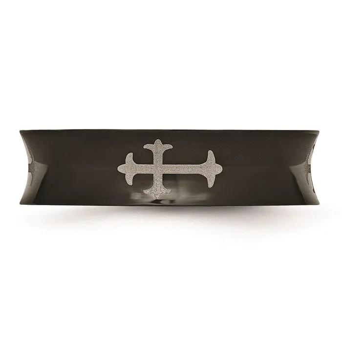 Rings Chisel Stainless Steel Concave Crosses Black IPplated 6mm Band Rings Chisel Stainless Steel Concave Crosses Black IPplated 6mm Band