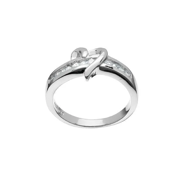 Rings Classic Classic Womens Center Heart Thin Line CZ Ring W8968