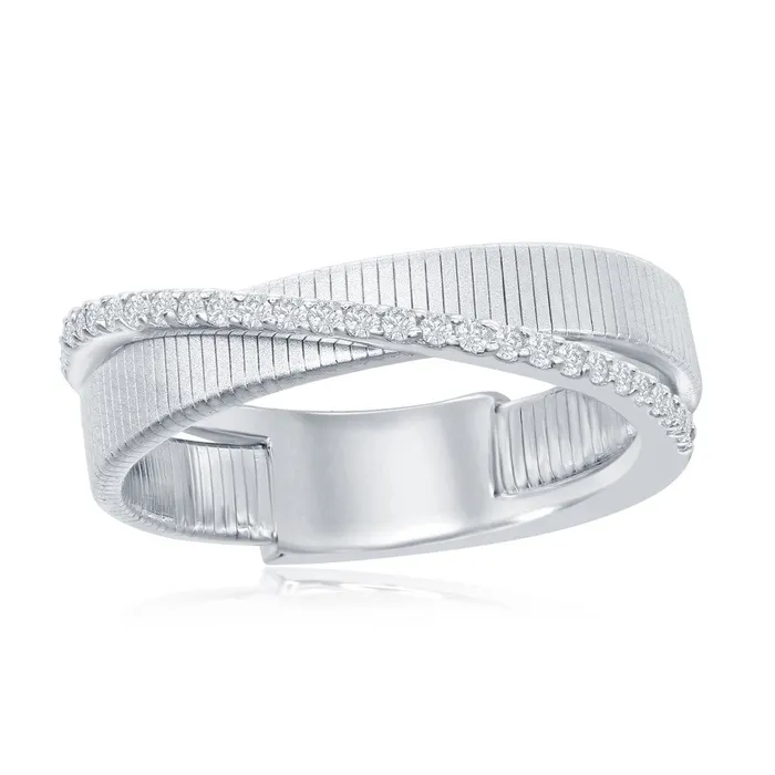 Rings Classic Sterling Silver Designer CZ Ring Bonded with Platinum Size 9
