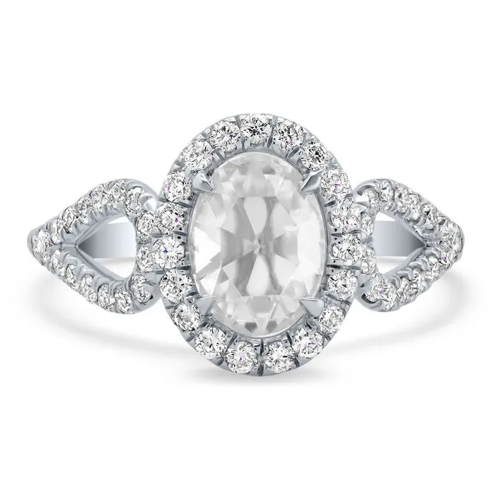 Rings deBebians Rose Cut Moissanite with Diamond Accented Engagement Ring Rings deBebians Rose Cut Moissanite with Diamond Accented Engagement Ring