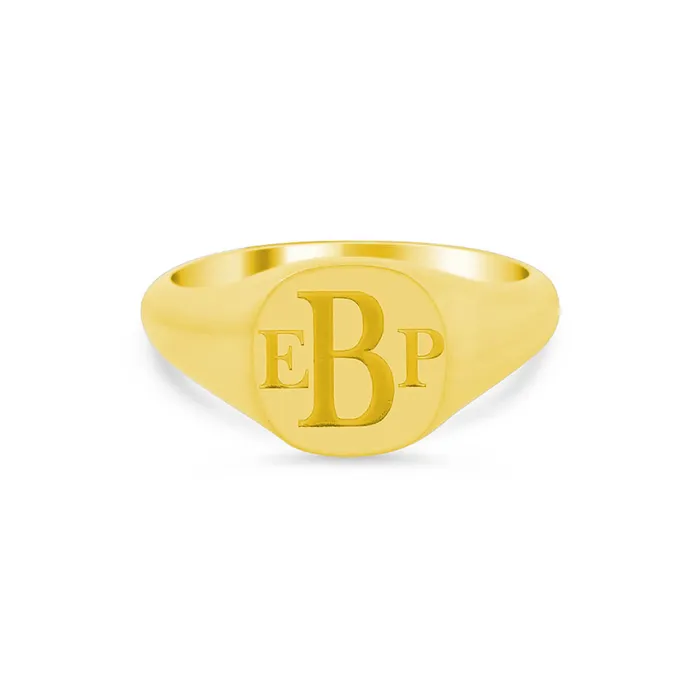 Rings deBebians Womens Square Signet Ring Small Laser Engraved Roman Monogram Rings deBebians Womens Square Signet Ring Small Laser Engraved Roman Monogram