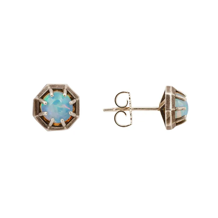 Rings Lauren Wolf Jewelry Opal Octagon Silver Studs