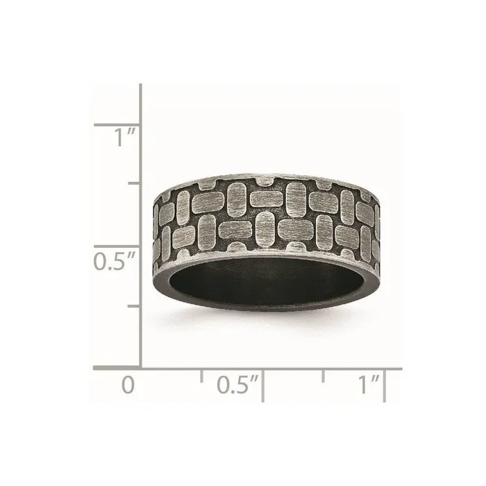 Rings Stainless Steel Brushed Antiqued Textured Ring Chisel