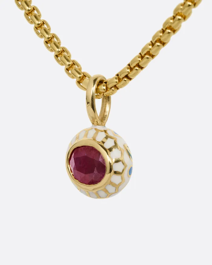 Ruby and Enamel Pendant Necklace KATHRYN BENTLEY Necklaces Ruby and Enamel Pendant Necklace KATHRYN BENTLEY Necklaces
