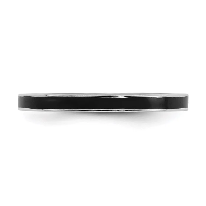 Stackable Expressions Rings Sterling Silver Stackable Expressions Black Enameled 225mm Ring QSK150