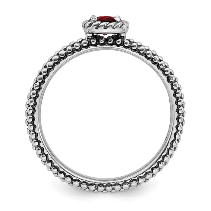 Stackable Expressions Rings Sterling Silver Stackable Expressions Checkercut Garnet Antiqued Ring QSK742