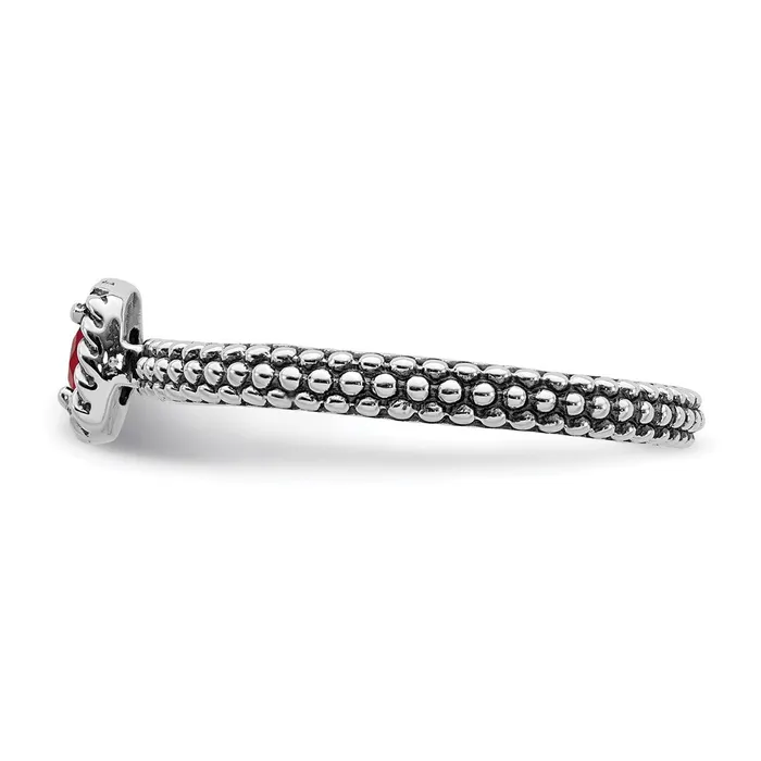 Stackable Expressions Rings Sterling Silver Stackable Expressions Checkercut Garnet Antiqued Ring QSK742
