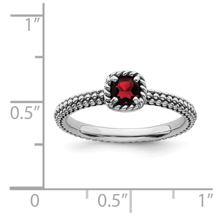 Stackable Expressions Rings Sterling Silver Stackable Expressions Checkercut Garnet Antiqued Ring QSK742