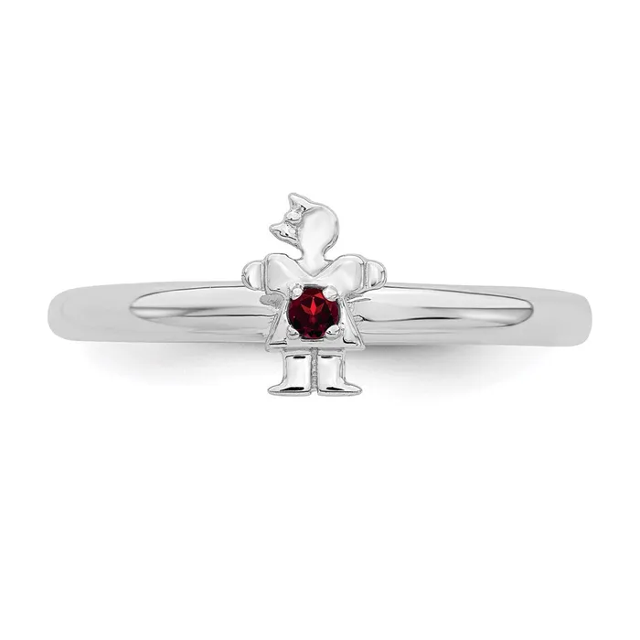 Stackable Expressions Rings Sterling Silver Stackable Expressions Rhodium Garnet Girl Ring QSK1923
