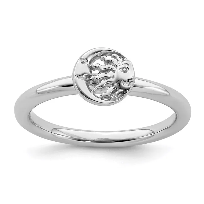Stackable Expressions Rings Sterling Silver Stackable Expressions Rhodium SunMoon Ring QSK1943