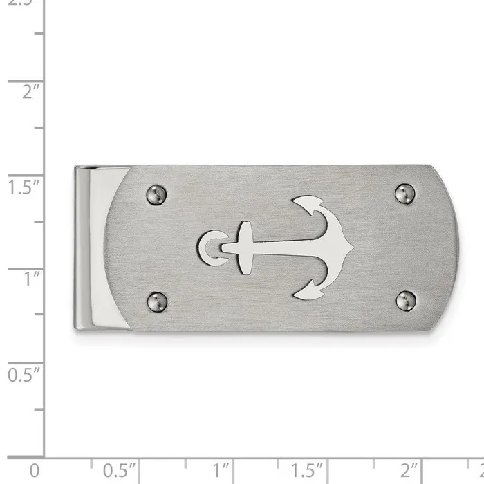 Stainless Steel Brushed and Polished Anchor Money Clip Chisel Bracelets Stainless Steel Brushed and Polished Anchor Money Clip Chisel Bracelets