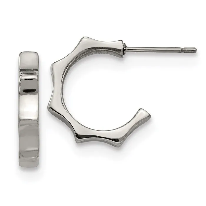 Stainless Steel Polished Post Hoop Earrings Chisel Earrings