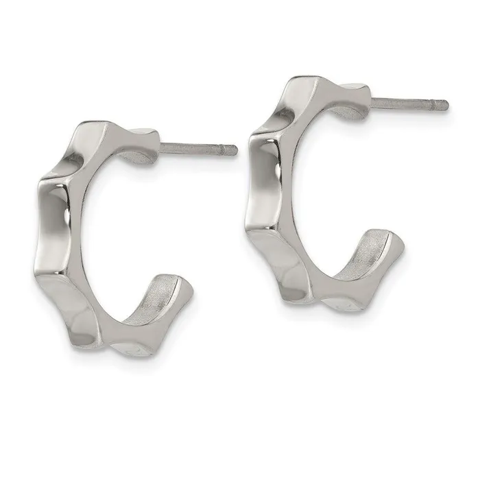 Stainless Steel Polished Post Hoop Earrings Chisel Earrings Stainless Steel Polished Post Hoop Earrings Chisel Earrings
