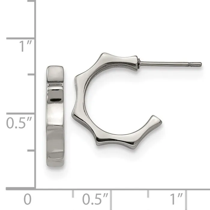 Stainless Steel Polished Post Hoop Earrings Chisel Earrings Stainless Steel Polished Post Hoop Earrings Chisel Earrings