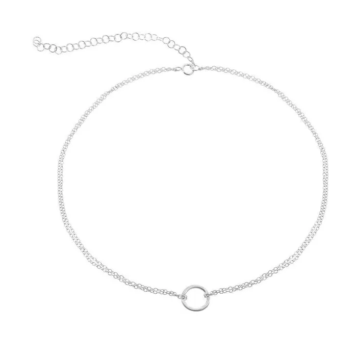 Sterling Silver Center Open Circle Choker Classic Rings