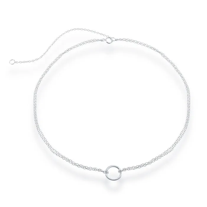 Sterling Silver Center Open Circle Choker Classic Rings