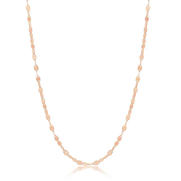 Sterling Silver Rose GP Flat Mirror Oval Chain 18 Classic Necklaces