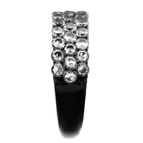 TK2277 IP BlackIon Plating Stainless Steel Ring with AAA Grade CZ in Clear Alamode Rings