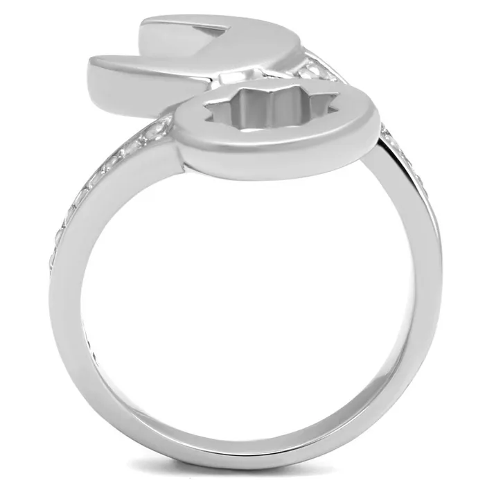 TK3097 High polished no plating Stainless Steel Ring with AAA Grade CZ in Clear Alamode Rings