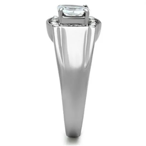 TK353 High polished no plating Stainless Steel Ring with AAA Grade CZ in Clear Alamode Rings