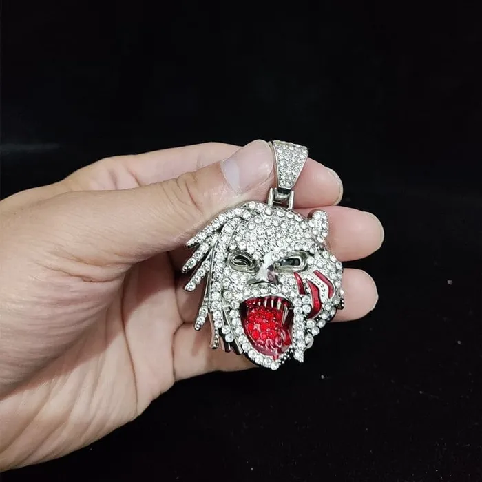 VVS Jewelry Grizzley Half Tee Half Beast Iced out Cuban Pendant Chain VVS Jewelry Necklaces