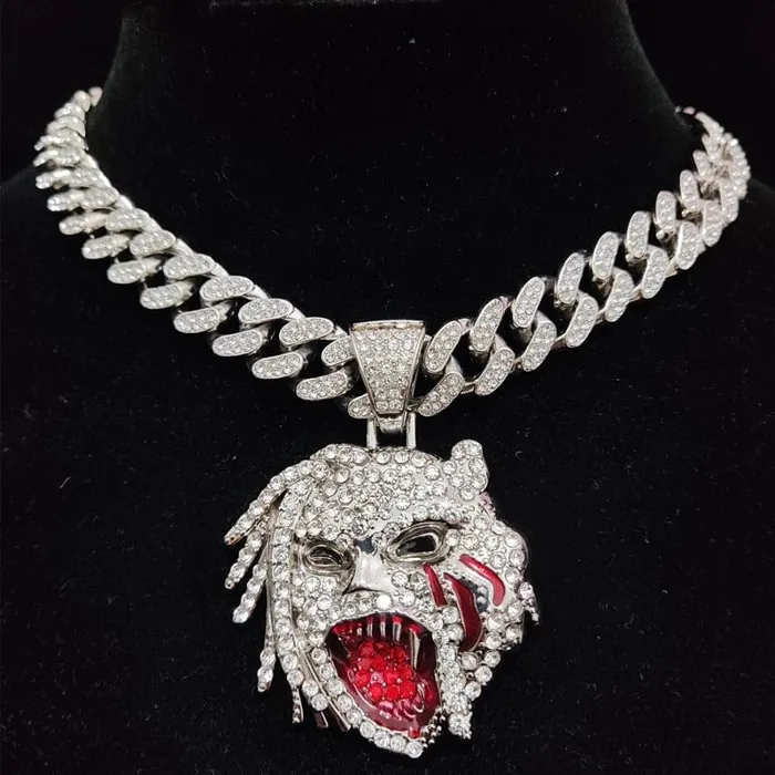 VVS Jewelry Grizzley Half Tee Half Beast Iced out Cuban Pendant Chain VVS Jewelry Necklaces