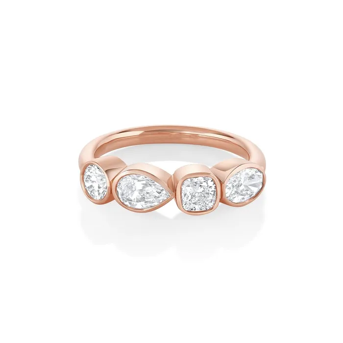 White Diamond Mixed Shape Bezel Band Marrow Fine Rings