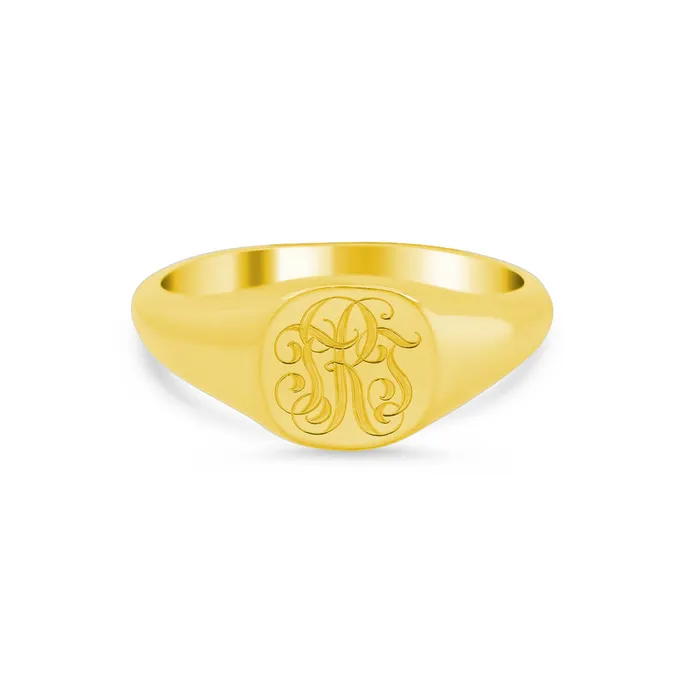 Womens Square Signet Ring Extra Small Hand Engraved Script Monogram deBebians Rings Womens Square Signet Ring Extra Small Hand Engraved Script Monogram deBebians Rings