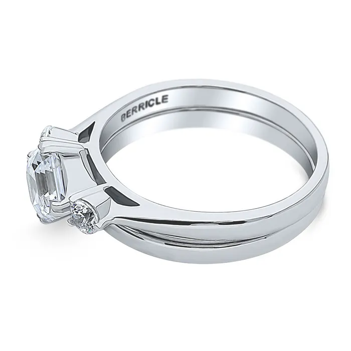 3Stone 12ct Asscher CZ Ring Set in Sterling Silver BERRICLE Rings