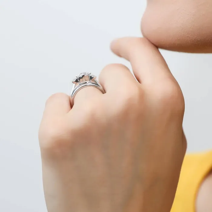 3Stone 12ct Asscher CZ Ring Set in Sterling Silver BERRICLE Rings