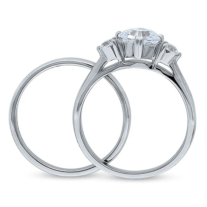 3Stone 12ct Asscher CZ Ring Set in Sterling Silver BERRICLE Rings