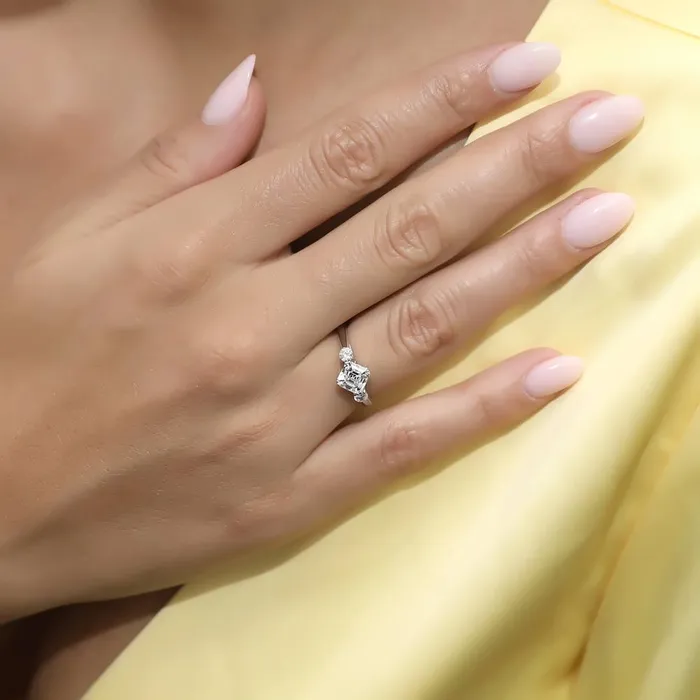 3Stone 12ct Asscher CZ Ring Set in Sterling Silver BERRICLE Rings