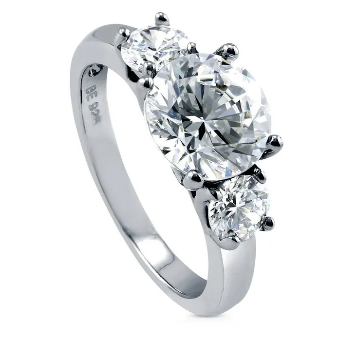 3Stone 24ct CZ Ring in Sterling Silver BERRICLE Rings