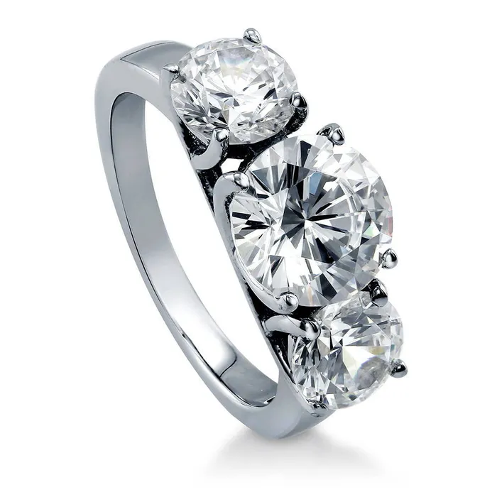 3Stone 2ct CZ Ring in Sterling Silver BERRICLE Rings
