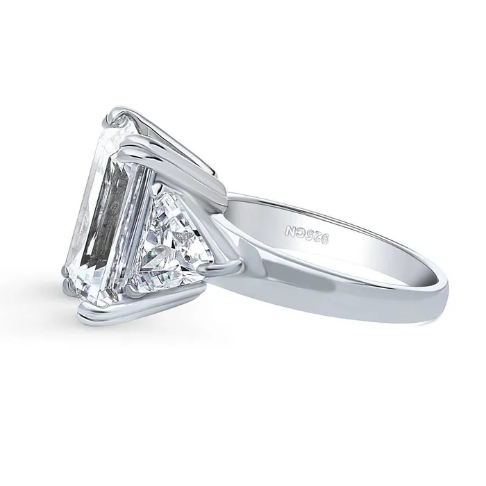 3Stone 85ct Emerald Cut CZ Ring in Sterling Silver BERRICLE Rings